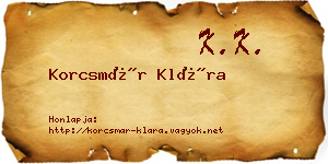Korcsmár Klára névjegykártya